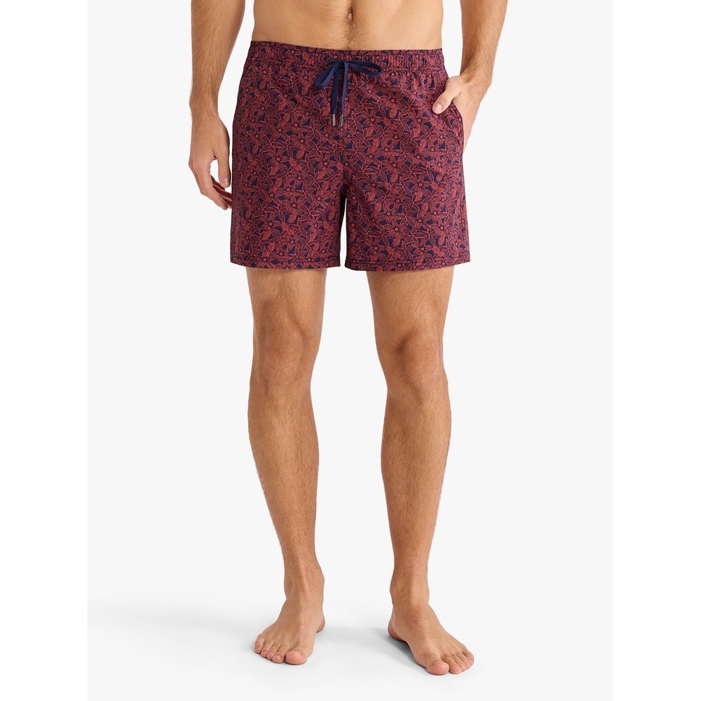 Fair Harbor Mens The Anchor Swim Shorts Floral Blue Red XXL 8 Inch Inseam
